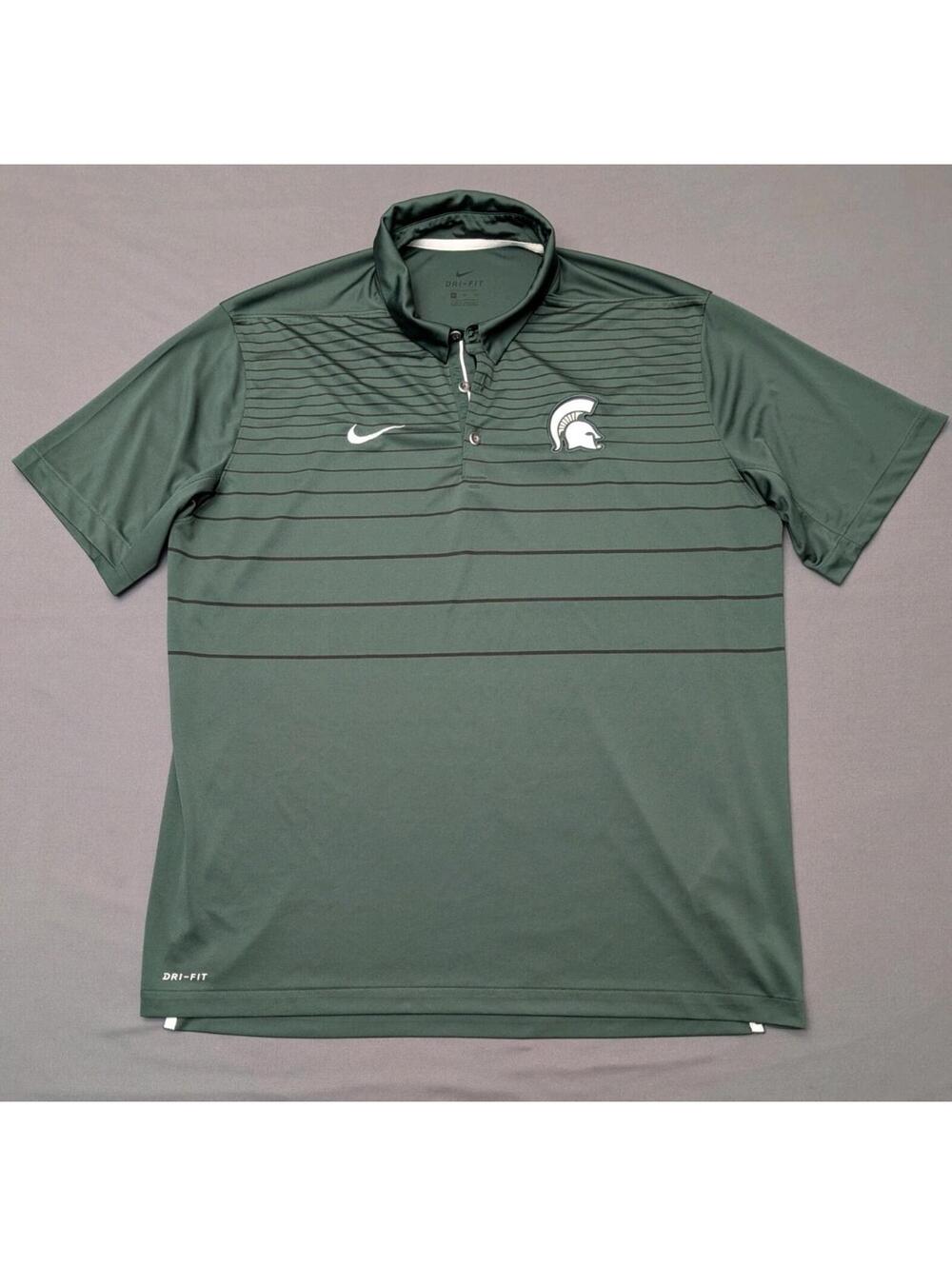 Nike Dri-FIT Michigan State Spartans Polo Shirt Mens XL Green Striped Golf
